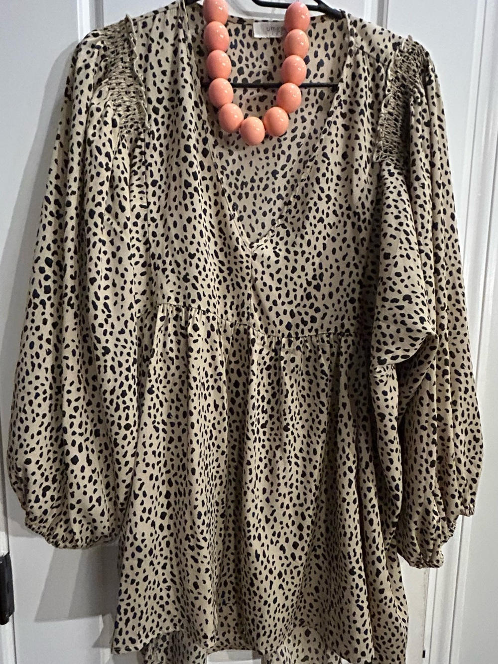 Umgee Beige and Black Leopard Print Top